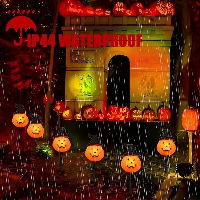 4 Pack Halloween Pumpkin Witch Hat Pathway Lights –7Ft LED Outdoor Halloween Decorations, Waterproof Halloween Garden Stake Lights Perfect for Outdoor Pathway, Yard, Walkway, Lawn and Driveway Decor by GreenHaven Gardens