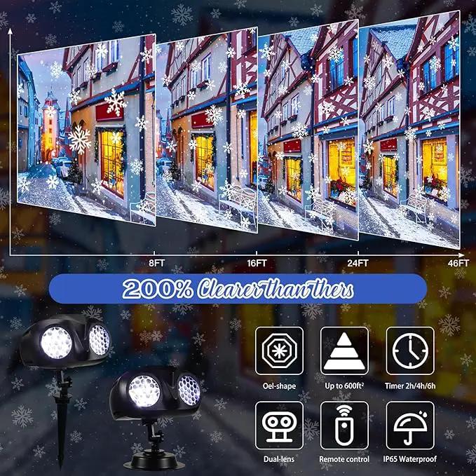 4 Pcs Christmas Snowflake Projector Lights Outdoor Waterproof Highlight Rotating LED Snow Lights with Remote Control for Xmas Holiday Party Garden Landscape Home Decoration by GreenHaven Gardens