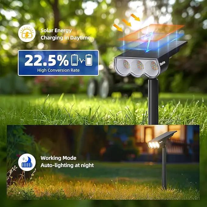 Barrina 36 LEDs Landscape Solar Spotlights, Solar Powered Dusk-to-Dawn Outdoor Garden Lights, 6500K & 2700K, 360° Horizontal Adjustable Spotlights for Garden Yard Patio Driveway Porch, 4 Packs by GreenHaven Gardens