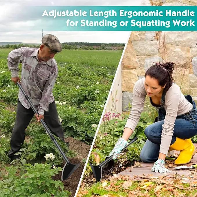 Hoe Garden Tool,Triangle Gardening Hoe with Sharp Blade for Digging,Weeding,Cutting and Loosing Soil,72 Inch Adjustable Length Metal Handle… by GreenHaven Gardens