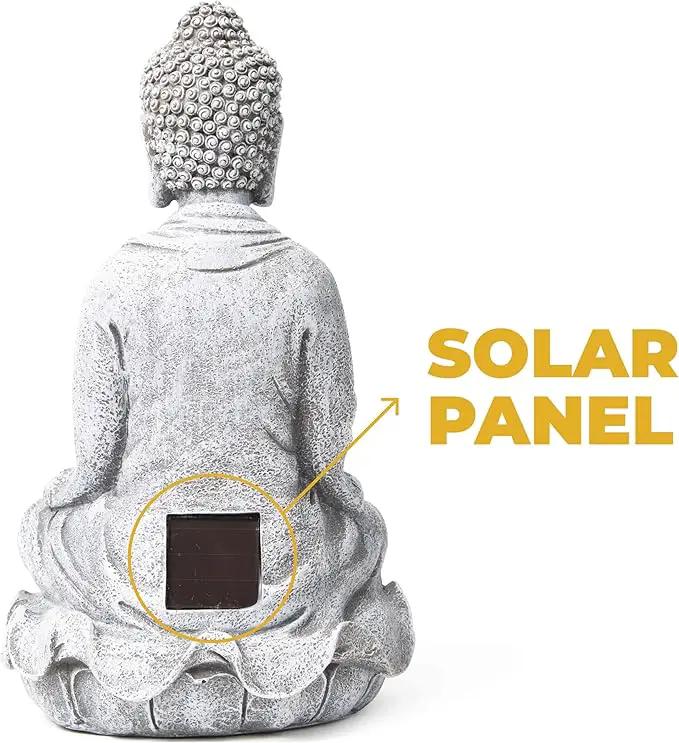 VP Home Buddha Statue for Home and Outdoor Decor, Solar Powered Flickering LED Garden Light, Zen Meditation, Spiritual Room Decor (Zen Buddha) by GreenHaven Gardens