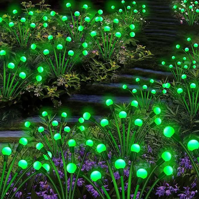 Kohlrabi Solar Garden Lights Outdoor, 4 Pack 40 LED Green Firefly Lights Waterproof, Starburst Solar Wind Swaying Light for Outside Yard Patio Planter Flower Bed Walkway Christmas Decoration by GreenHaven Gardens