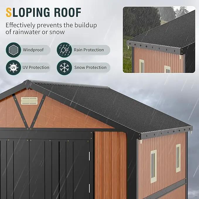 10x12 Ft Outdoor Storage Shed, Extra Large Metal Shed with Frame Floor, Lockable Doors, 2 Windows, Outside Steel Tiny House Ideal for Garden, Backyard, Patio Utility, Tool Storage by GreenHaven Gardens