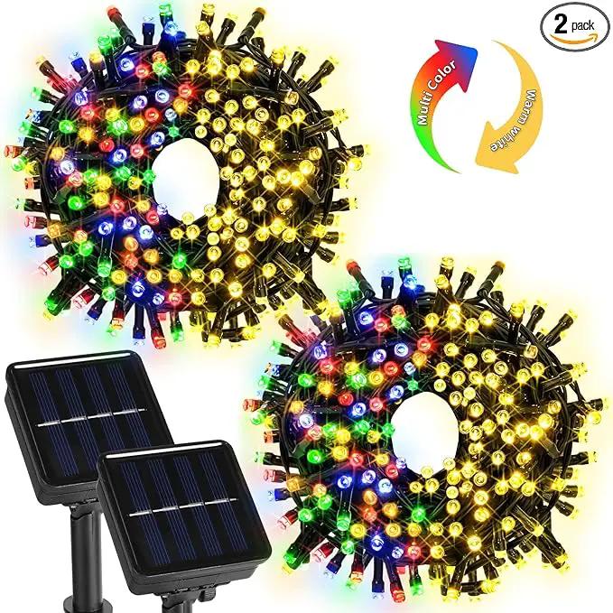 2 Pack 200 LED Solar String Lights, 8 Modes Solar Lights for Outside, Waterproof and Solar Powered Outdoor String Lights for Holiday Christmas Yard Garden Tree Wedding Party (2 Color Changing) by GreenHaven Gardens