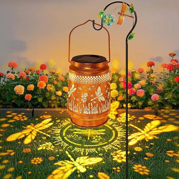 Solar Lanterns Outdoor Waterproof Dragonfly Garden Decor, Birthday Gifts for Women Mom Grandma Hanging Solar Lights Metal LED Decoration Outside with Shepherd Hook for Garden Yard Patio Porch by GreenHaven Gardens
