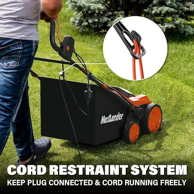 MAXLANDER 15” 13 Amp Electric Dethatcher and Scarifier, 2-in-1 Lawn Dethatcher with 5-Position Depth Adjustment, 45L Removable Collection Bag, Airboost Technology Increases Lawn Health by GreenHaven Gardens