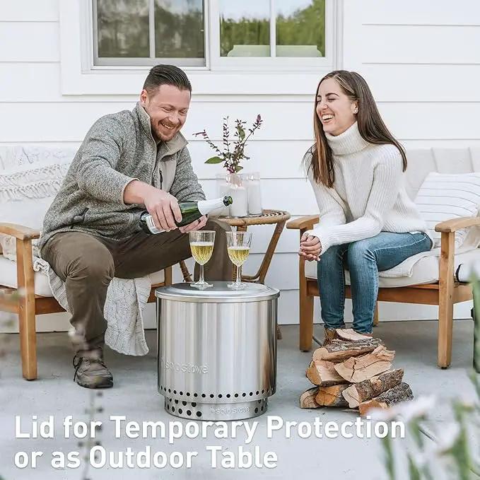 Solo Stove Ranger Essential Bundle | Ideal for 2–4 People | Smokeless Wood Burning Fire Pit with Stand, Lid & Ash Pan | Portable Outdoor Camping Stove, Stainless Steel, 15.25" H x 15" D by GreenHaven Gardens