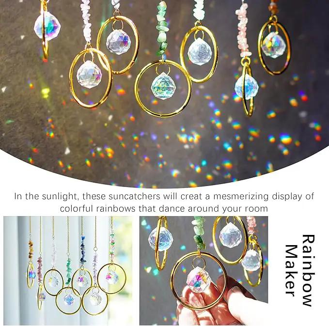 7PCS Crystal Suncatchers Rainbow Maker Healing Crystals for Window Prism Balls Indoor Outdoor Hanging Ornament Pendant Decor for Home, Garden, Wedding, Christmas by GreenHaven Gardens