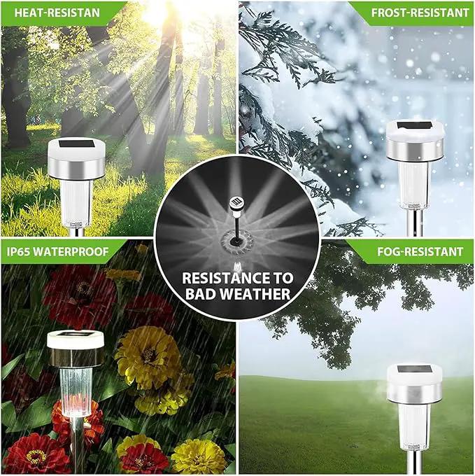 TWINSLUXES 16 Pack Solar Pathway Lights Outdoor Dual Light Source LED Solar Waterproof Pathway Lights for Garden Patio and Walkway Decoration Cool White by GreenHaven Gardens