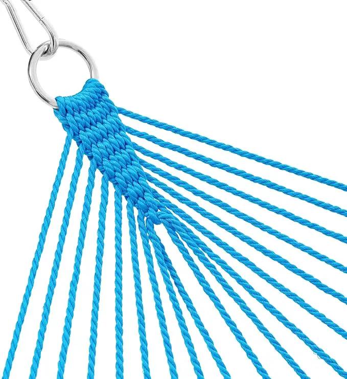 Lazy Daze Hammocks 10.5 FT Double 2 Person Caribbean Rope Hammock, Hand Woven Polyester Hammock with Spreader Bars, for Outside Outdoor Backyard Patio Poolside,450 LBS Capacity,SkyBlue by GreenHaven Gardens
