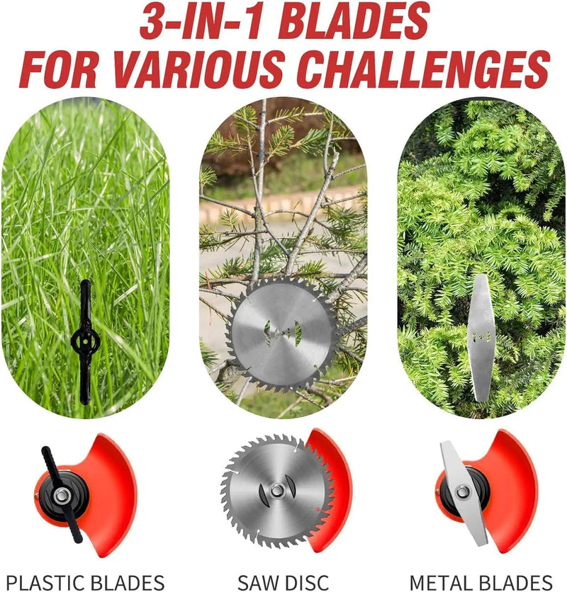 ALSO GO 24V Electric Weed Wacker, Cordless Grass Trimmer, 3 in 1 Grass Trimmer with 2pcs Batteries & Charger, Battery Powered Weed Eater/Brush Cutter/Edger with Wheels for Garden and Yard Lawn by GreenHaven Gardens
