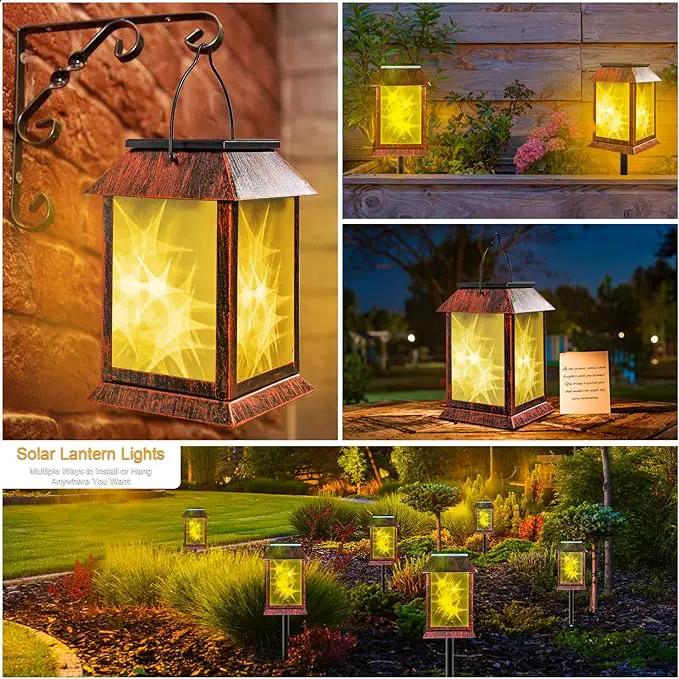Solar Lanterns Outdoor Waterproof, Upgraded Flashing Mode Solar Lantern Outdoor Lights, 3D Starry Hanging Outdoor Lanterns Lights Stake Lights for Yard Garden Decor（1PCS） by GreenHaven Gardens