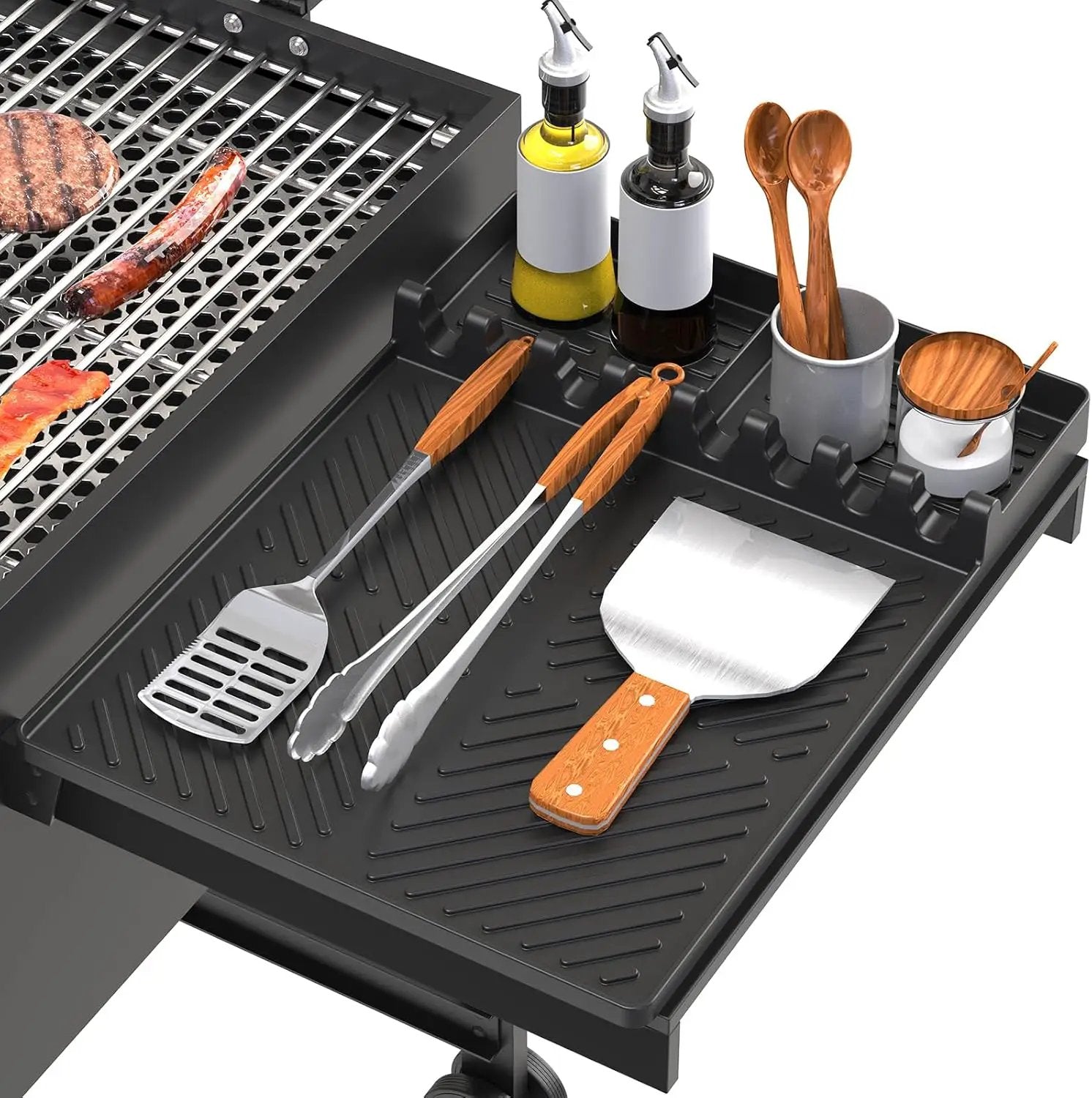 Silicone Grill Mat Compatible with Blackstone, Silicone Griddle Tools with Drip Pad, Spatula Mat for Outdoor Grill Kitchen Counter (Black) by GreenHaven Gardens