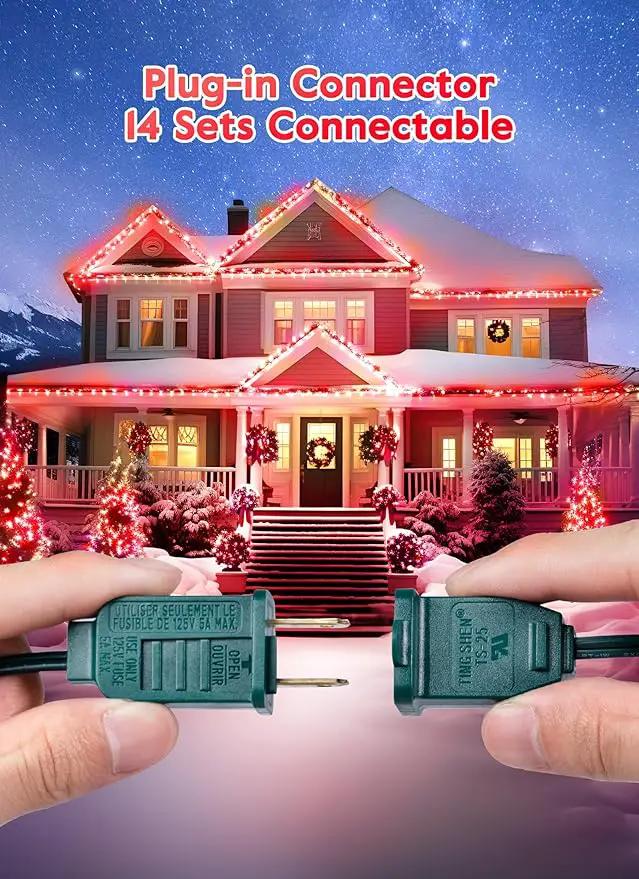 Vintage C9 LED Christmas Lights Outdoor, 50 Feet C9 String Lights with 50 Shatterproof Matte Bulbs, Connectable Waterproof Lights for Holiday Party Roofline Backyard Garden Patio, Red by GreenHaven Gardens