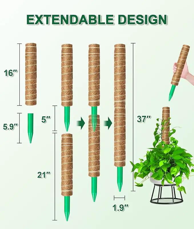 EAONE Moss Pole 126 Inch, 6 Pack 21" Monstera Plant Support for Climbing Potted Live Plants Indoor, Stackable Coco Coir Moss Sticks Monstera Stakes for Pothos Philodendron, with Garden Labels & Ties by GreenHaven Gardens