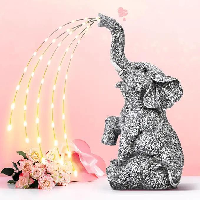 GIGALUMI Solar Garden Decor Watering Elephant Statues Outdoor, Birthday Gifts for Women Mom Grandma Senior Elder, Elephant Ornament for Balcony, Garden, Patio, Yard, Lawn (Twinkling Lights Only) by GreenHaven Gardens