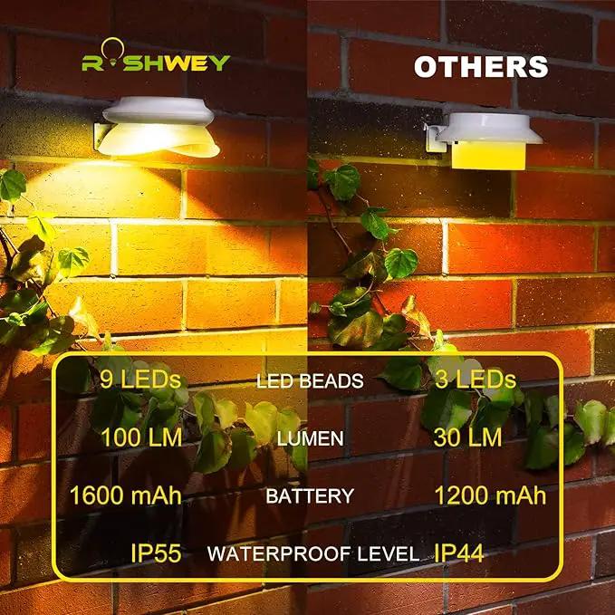 ROSHWEY Backyard Lights, 6 Pack Solar Fence Lights with 9 LED Waterproof Outdoor Gutter Lights for Eaves Garden Landscape Yard (Warm White) by GreenHaven Gardens