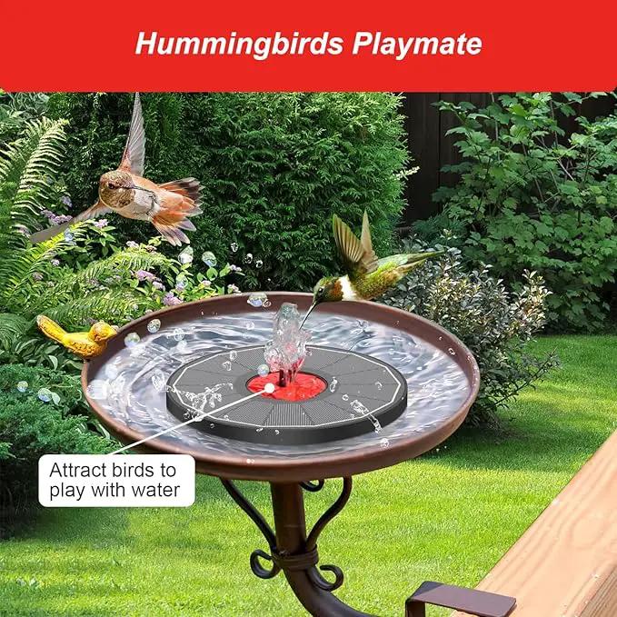 Solar Fountain with Red Flower - Attract Birds - Upgrade 3.5W Solar Bird Bath Fountains, Solar Powered Water Feature Fountain Pump with 7 Nozzles for Hummingbirds, Garden, Pool, and Pond by GreenHaven Gardens