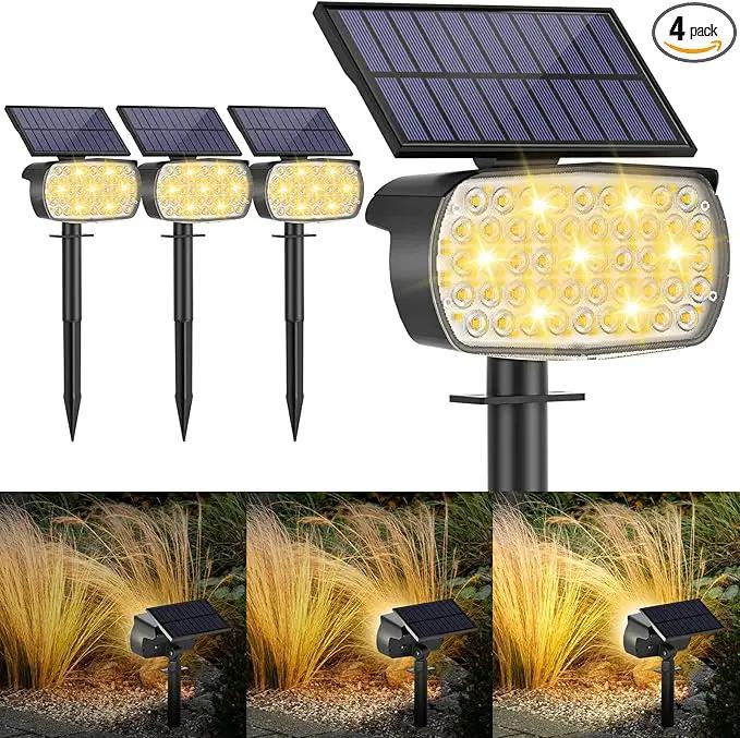 108 LED Solar Spot Lights Outdoor, Solar Lights Outdoor IP65 Waterproof, 3 Modes Solar Landscape Spotlights, Large Solar Panel Solar Powered Lights for Garden Yard Pathway(Warm White/4 Pack) by GreenHaven Gardens