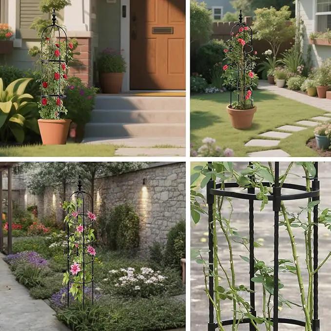 Trellis for Climbing Plants Outdoor 1Pcs Garden Obelisk, Metal Pipe Tomato Cage Cucumber Rose Flower Vegetable Grape Round Vine Tall Plants Trellis,Plants Support Stakes Potted Garden Tower Indoor by GreenHaven Gardens