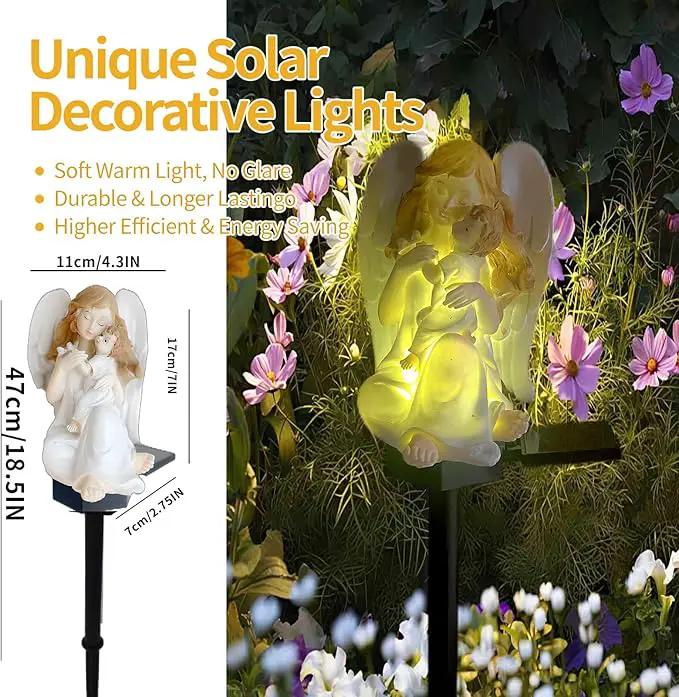 QH & Garden 2-Pack Angel Solar Garden Light - LED Waterproof Lights Mother's Day Gift,Solar Powered Garden Stake Lights for Balcony, Yard, Lawn, Pathway, Walkway-Angel Statues Grave Decorations by GreenHaven Gardens