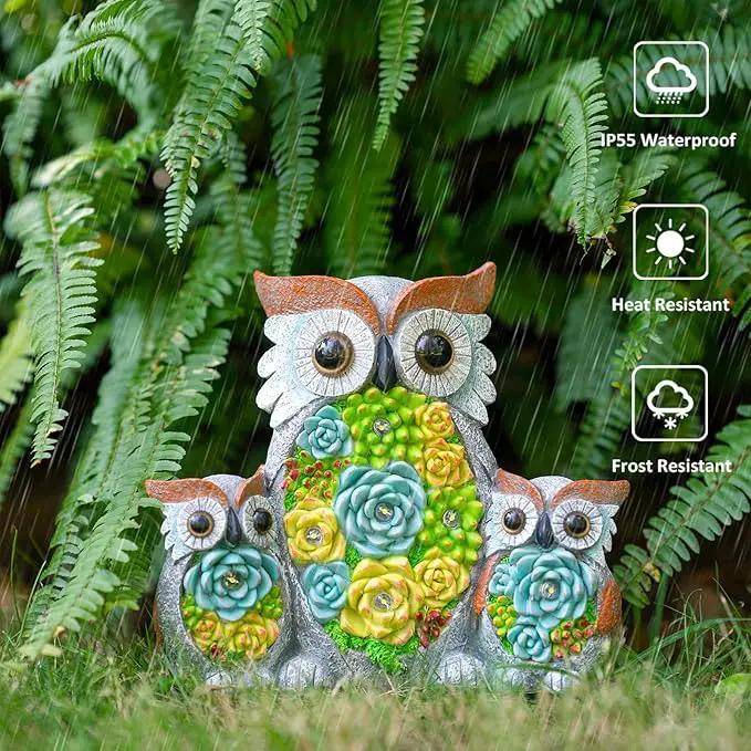 Solar Garden Statue Lights Owl Figurine with LED Lights, Outdoor Garden Succulent Ornaments Waterproof Decoration for Outside Patio Yard Lawn Decor by GreenHaven Gardens