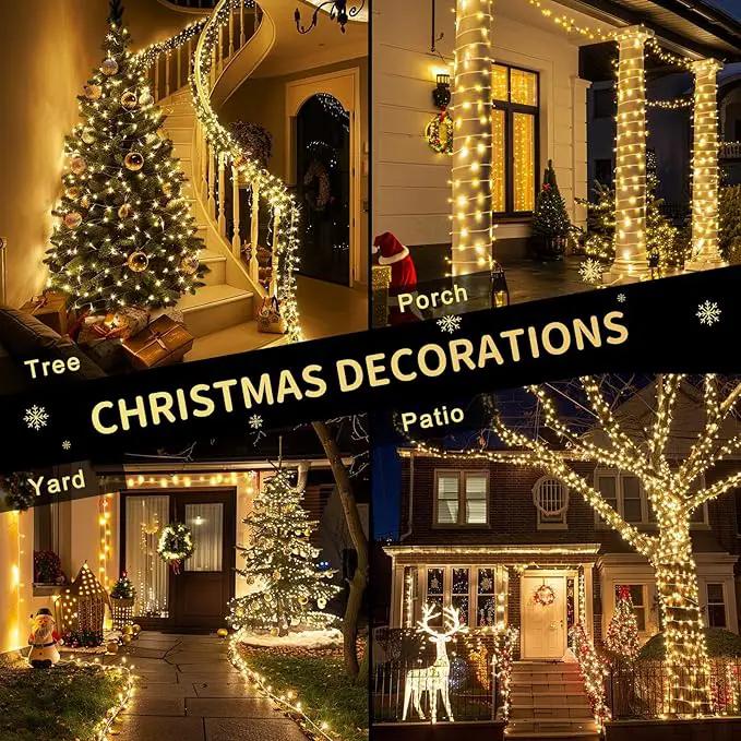 JMEXSUSS 200 LED String Lights Indoor Outdoor Clear Wire, Connectable Warm White Christmas String Lights for Bedroom, 66 Ft Twinkle Fairy String Lights Plug in for Home Wedding Tree Yard Patio Spring by GreenHaven Gardens