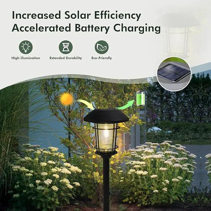 Grand patio Solar Outdoor Lights, 10 Pack, Glass Light Metal Pathway Light, Waterproof Landscape Lighting, Automatic Dusk and Dawn Sensor (Slate Gray) by GreenHaven Gardens