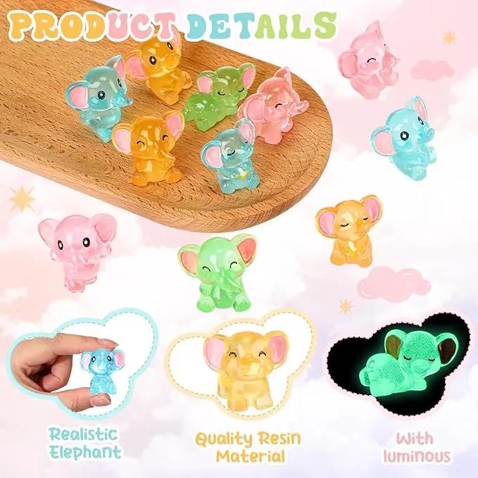 48 Pcs Mini Elephant Animals Luminous Resin Small Animal Figurines Bulk Glow in The Dark Garden Accessories Moss Landscape DIY Terrarium Ornament for Garden Dollhouse Decoration by GreenHaven Gardens