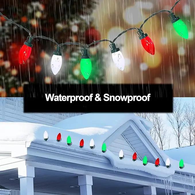 HAYATA C9 Bulbs Christmas Lights 50 LED 36ft Strawberry String Light Red&White&Green - Fairy Lighting for Outdoor, Indoor, Garden, Yard, Party, Home, Wreath, Garland, Christmas Tree Decorations by GreenHaven Gardens