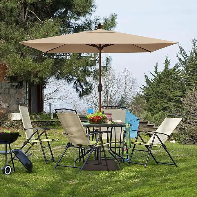 EliteShade USA 10-Year-Non-Fading 6.5x10Ft Rectangular Market Umbrella Patio Umbrella Outdoor Table Umbrella with Ventilation（Hrather Beige） by GreenHaven Gardens