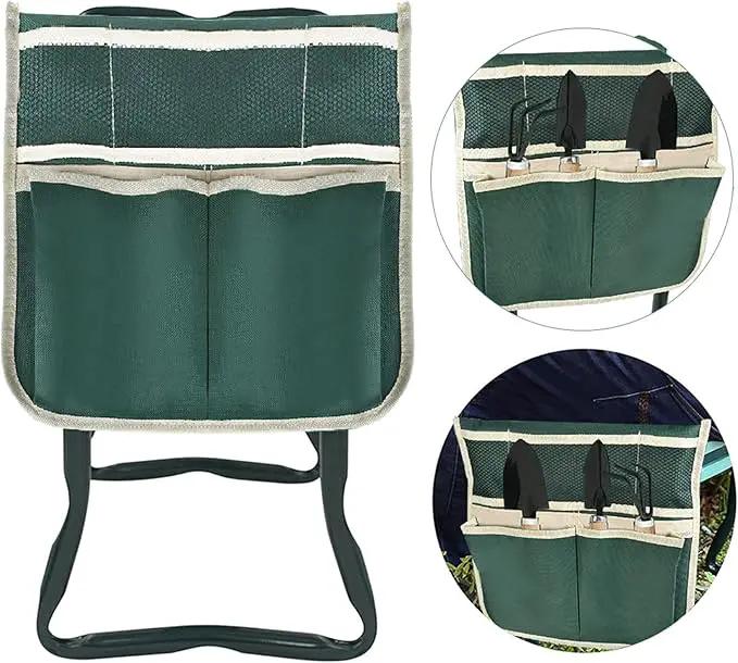 Foldable Garden Kneeler and Seat Heavy Duty Gardening Bench Soft Cushion Seat with Tool Pouch and Kneeling Pad by GreenHaven Gardens