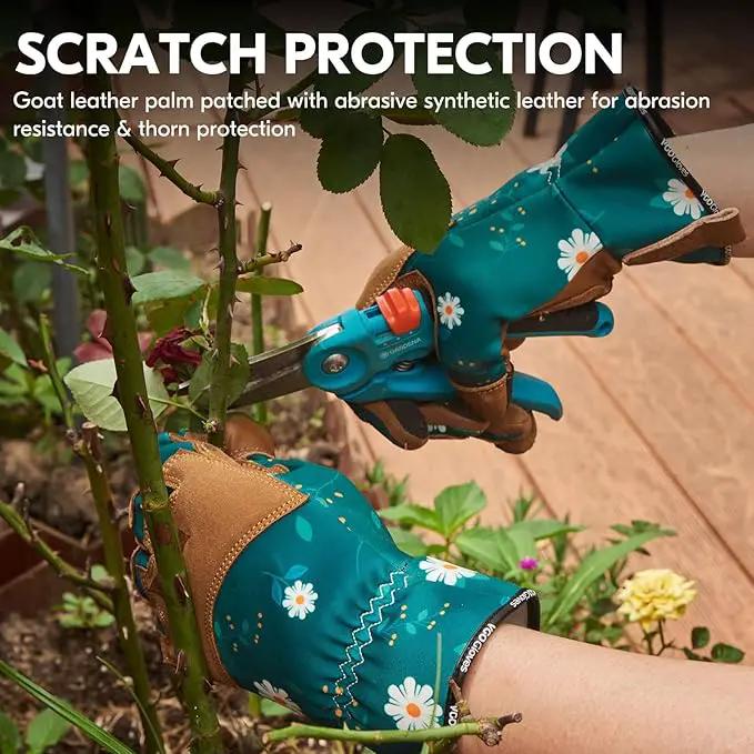 Vgo... 1Pair Gardening Gloves for Women, Goatskin leather Thorn Proof Working Gloves for Weeding, Digging, Raking, Pruning and Planting,Touchscreen(L,Dark Green,GA7471) by GreenHaven Gardens