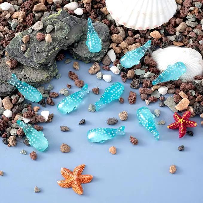 50Pcs Whale Miniature Figurines, Mini Resin Fake Fish Animal Sculptures Blue Ocean Theme Home Decoration for Fairy Garden Succulent Planter Moss Landscape Terrarium DIY Craft by GreenHaven Gardens