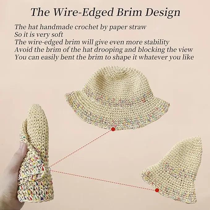 Floppy Big Beach Straw Hats for Women Foldable Summer Wide Brim Packable Sun Hat Womens Travel Straw Fedora Hat by GreenHaven Gardens