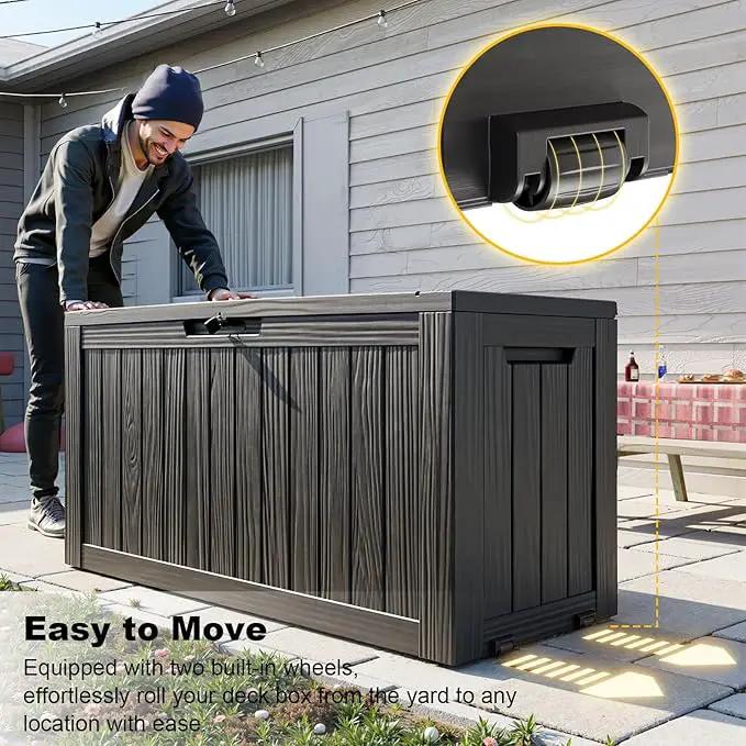 75 Gallon Waterproof Outdoor Storage Box,Resin Deck Box,Lockable Outside Storage Box Container for Patio Furniure,Garden,Pool Tools (75 Gallon,Black) by GreenHaven Gardens