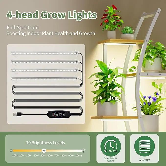 62" Tall Plant Stand with Grow Light Indoor, 7 Tiered White Plant Shelf for Indoor Plants, Curved Corner Flower Stand Display Rack Holder for Living Room, Patio, Balcony Decor by GreenHaven Gardens