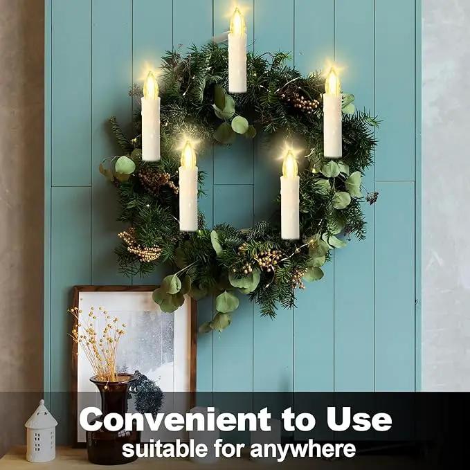 LED Christmas Candles, Flickering Clip on Candles for Christmas Tree, Battery Operated with Remote Timer, Warm White Light, Flameless Taper Candles for Home Christmas Decor, Set of 20 by GreenHaven Gardens