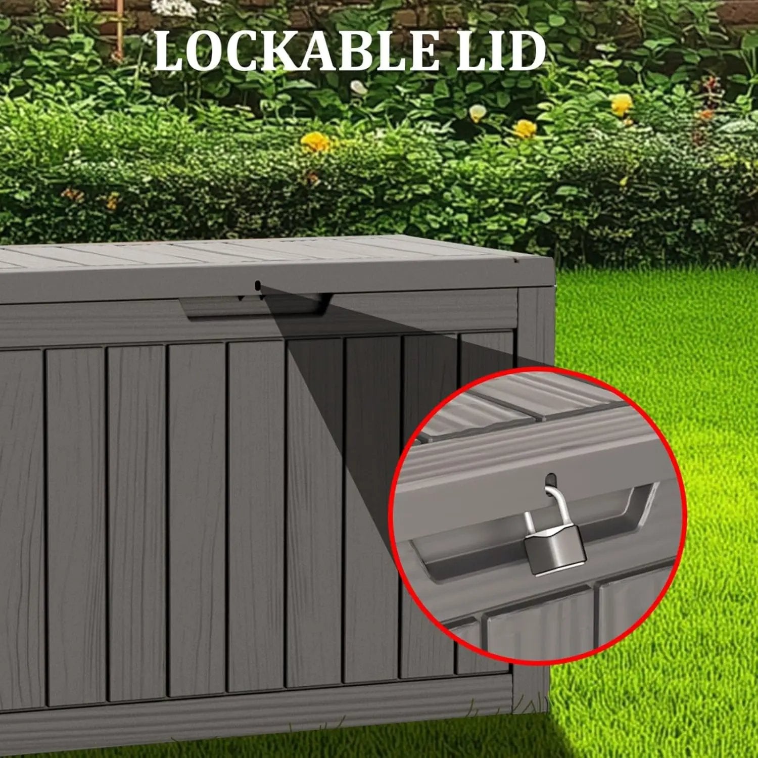 80 Gallon Waterproof Deck Box, Lockable Resin Storage Box for Patio Furniture Cushions Garden Tools and Outdoor Delivery Storage, Coffee by GreenHaven Gardens