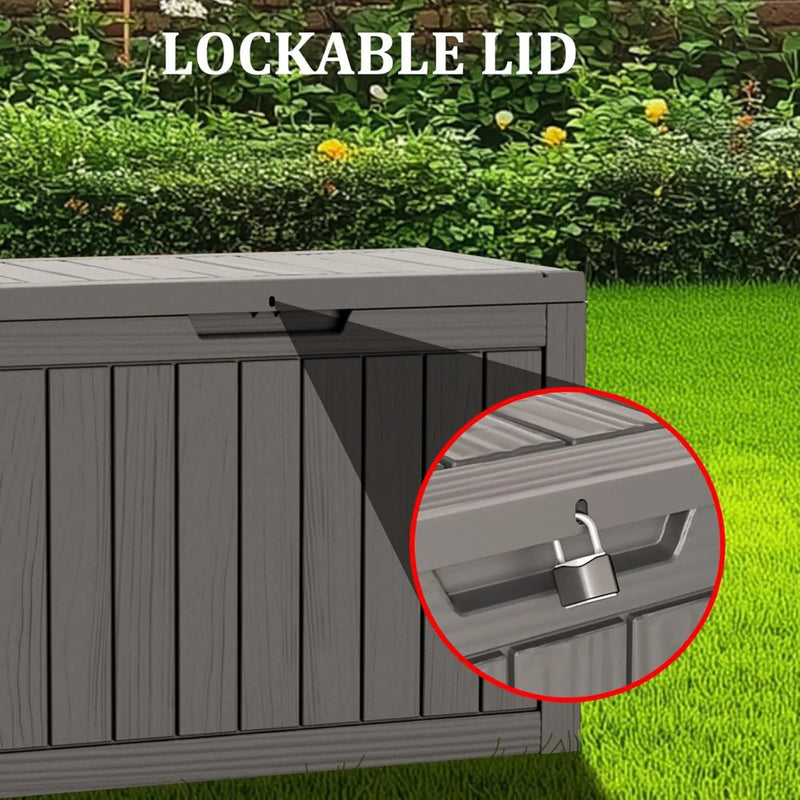 80 Gallon Waterproof Deck Box, Lockable Resin Storage Box for Patio Furniture Cushions Garden Tools and Outdoor Delivery Storage, Coffee by GreenHaven Gardens