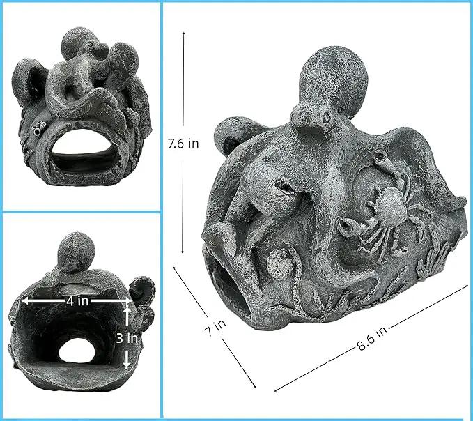 Real Octopus Sculpture Gutter Downspout Extender,Garden Statue Ornament,Decor Downspout Diverter,Perfect Rain Diverter for 3"x4" Downspouts, Eco-Friendly Resin,Perfect Outdoor Decor Gift by GreenHaven Gardens