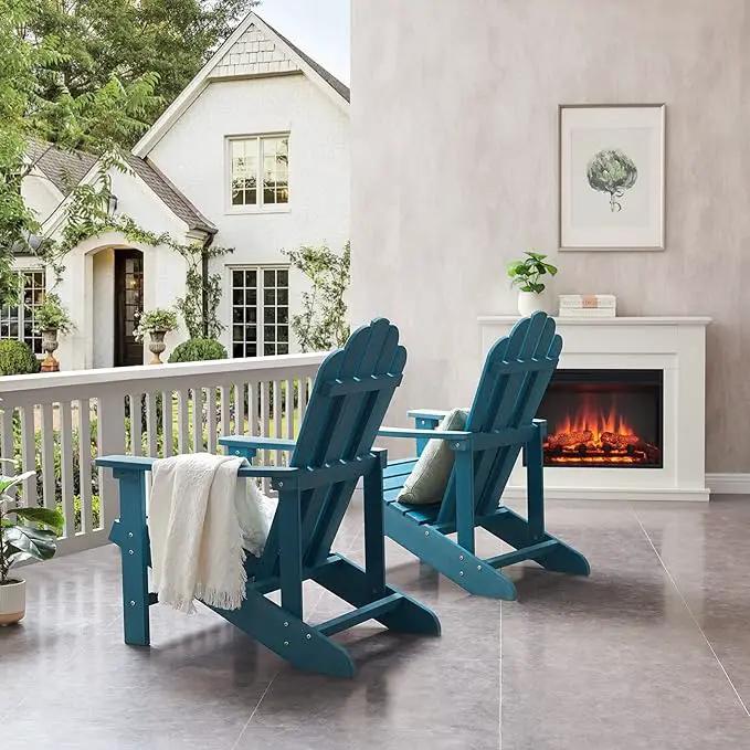 Psilvam Classic Adirondack Chair, Standard-Sized Poly Lumber Fire Pit Chair, 350Lbs Support Weather Resistant Patio Chairs for Garden, Party, Beach(Blue) by GreenHaven Gardens