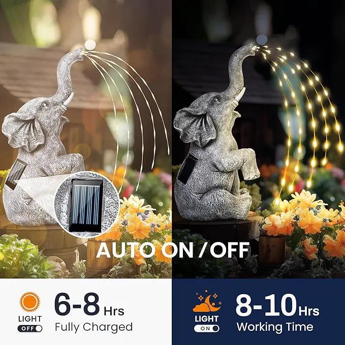 GIGALUMI Solar Garden Decor Watering Elephant Statues Outdoor, Birthday Gifts for Women Mom Grandma Senior Elder, Elephant Ornament for Balcony, Garden, Patio, Yard, Lawn (Twinkling Lights Only) by GreenHaven Gardens