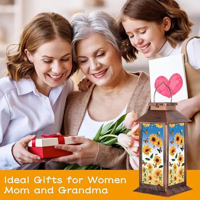 Solar Lantern Outdoor Waterproof Sunflower Butterfly Garden Decor Birthday Gifts for Women Mom and Grandma Solar LED Plastic Decorative Hanging Light for Yard(Sunflower Butterfly) by GreenHaven Gardens