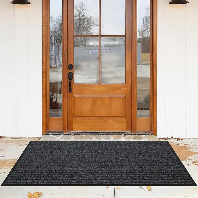 Front Door Mat, Heavy Duty Indoor Outdoor Entrance Door Mat, 72" x 24" Commercial Door Mats for Entryway, Durable Non-Slip Rubber Backing, Low-Profile Welcome Mats for Entry, Gray by GreenHaven Gardens