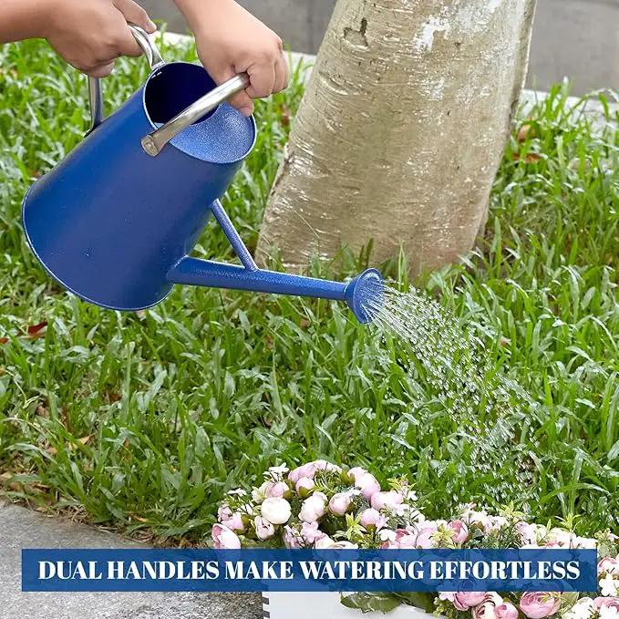 1.5 Gallon Watering Can for Outdoor Plants,Large Metal Plant Watering Pot with Removable Spout,Flower Garden Water Can Watering Pot,Galvanized Steel Watering Can with Stainless Steel Handles，Navy by GreenHaven Gardens