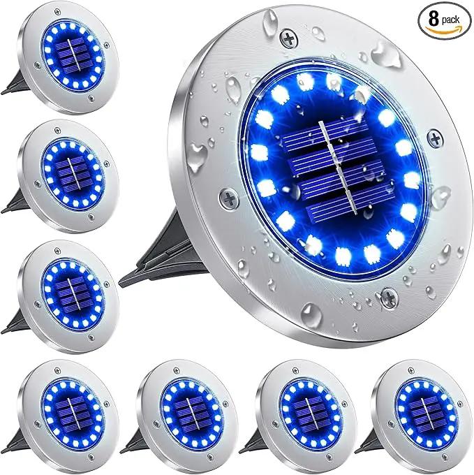 NFESOLAR Solar Outdoor Lights with 16 LEDs, Blue Color Bright Solar Ground Lights Outdoor, Waterproof Solar Pathway Lights for Pathway Garden Yard Lawn Walkway Driveway (8 Pack) by GreenHaven Gardens