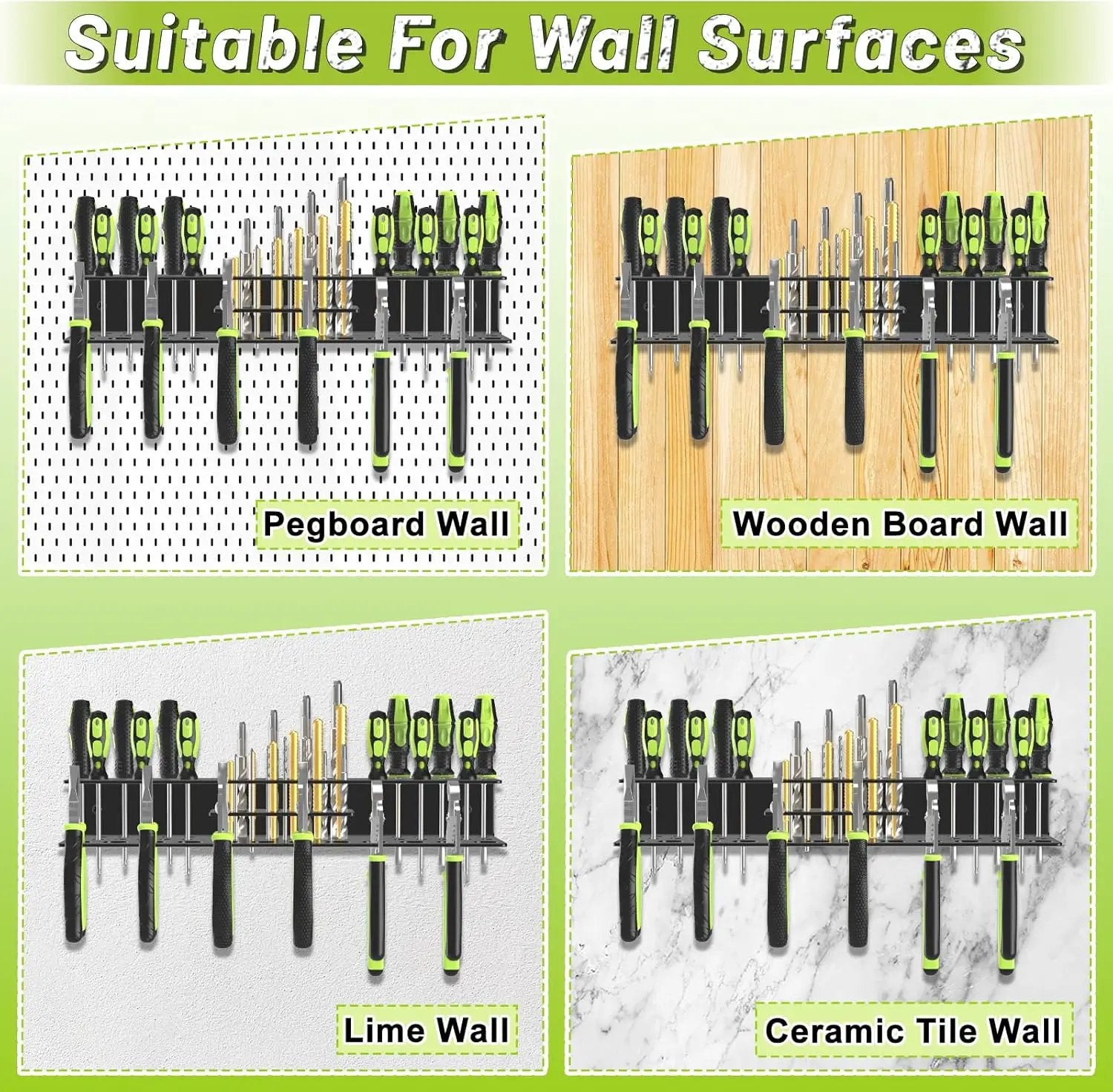 Screwdriver Holder Wall Mount,Heavy Duty Metal Utility Bit Organizer for Screw driver Pliers Drill Bits Small Tools,Screwdriver Organizer Suitable Garages Homes Workshops Sheds (54 holes 2pc) by GreenHaven Gardens
