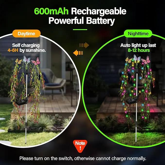 Solar Garden Lights Outdoor Decorative Waterproof, 69LED Swaying Tree Solar Lights for Outside, Butterfly Flower Lights Solar Power Yard Decor for Pathway Patio Lawn Decorations by GreenHaven Gardens