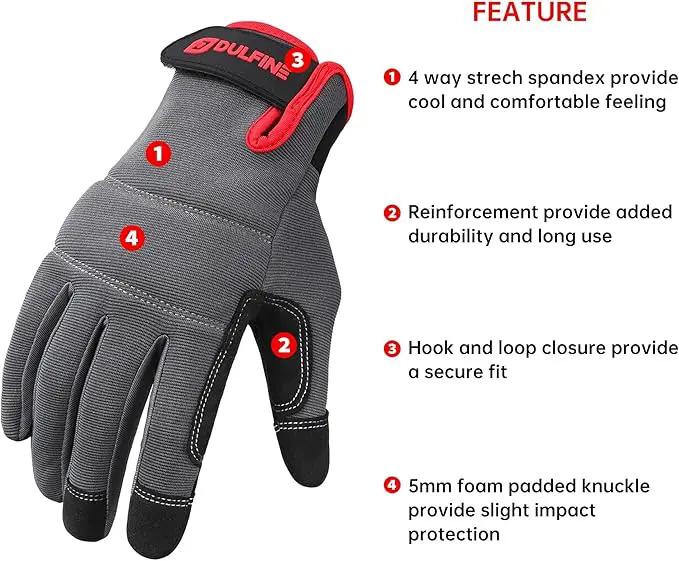 DULFINE Flex Grip Mechanic Work Gloves for Men,Black and Red Utility Safety Working Gloves Touch Screen,Excellent Grip,Ideal for Working on Cars and Outdoor Jobs(Medium) by GreenHaven Gardens